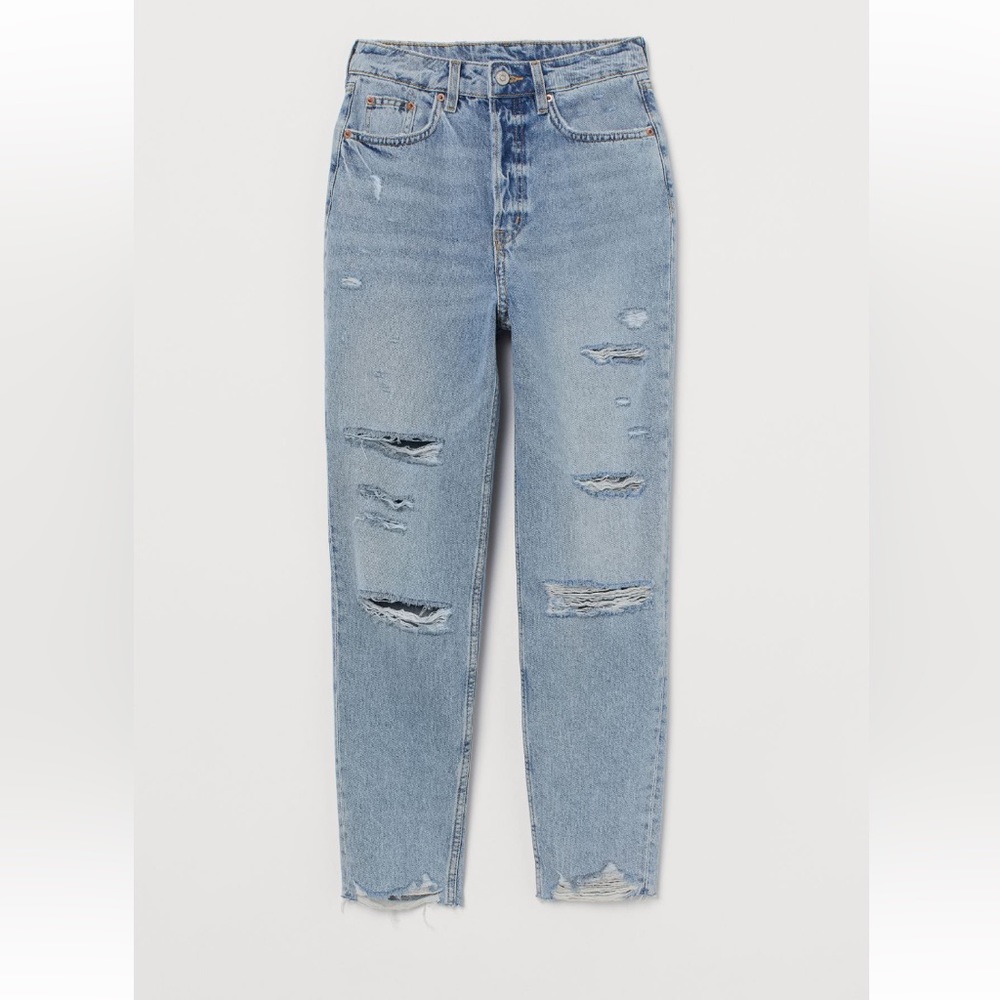 High Waisted Distressed Mom Jeans